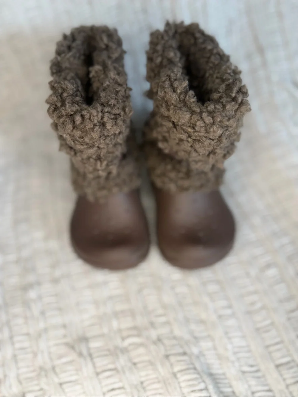 CROCS Kids Brown Fuzzy Cuff Winter Boots